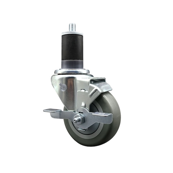 3.5'' Gray Poly Swivel 1-5/8'' Expanding Stem Caster with Brake